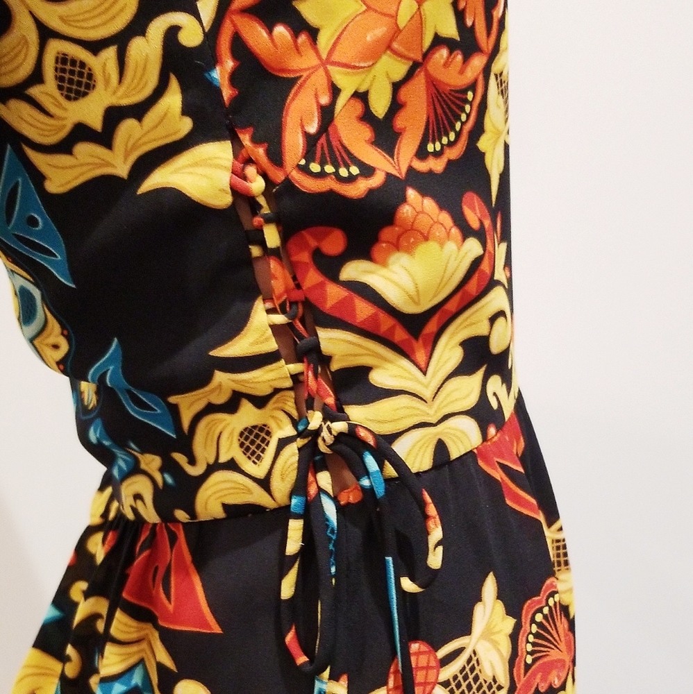 H&M Midi Dress Multicolored Print Size 2 - image 6